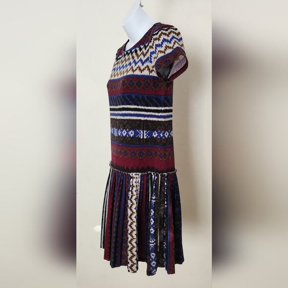 LONDON TIMES Multi Print Short Sleeves Pleated Knit Dress Size 2P - Picture 3 of 11